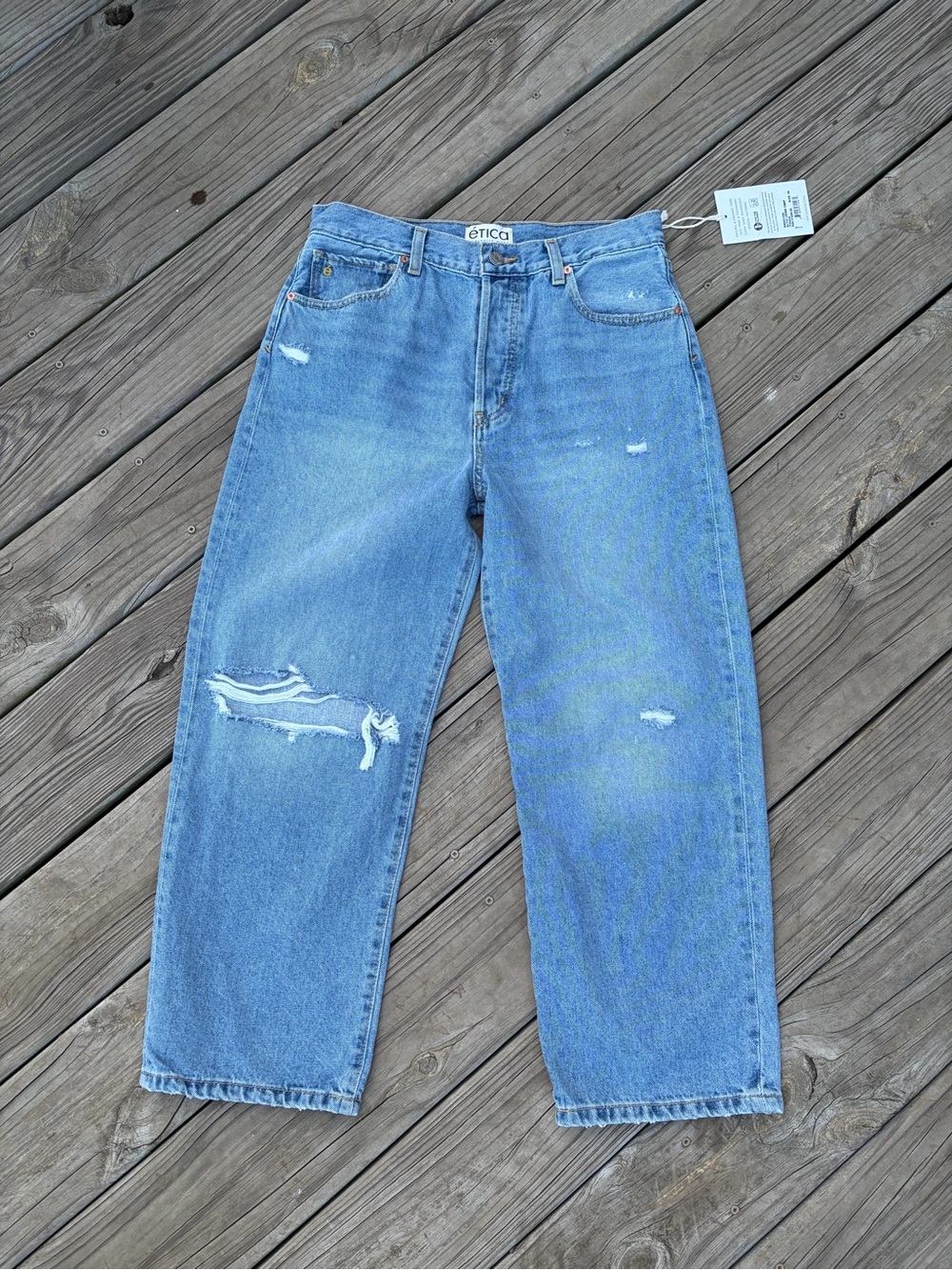 Etica Light Blue Relaxed Distressed Men’s Jeans